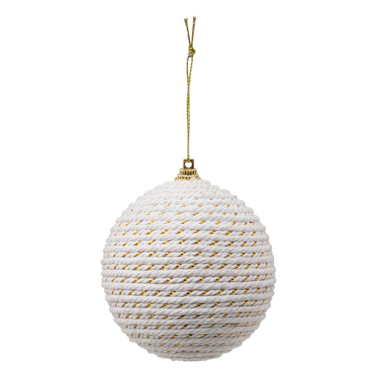 Lot de 2 boules de Noël corde blanc et or D. 8 cm blanc, FEERIC LIGHTS & CHRISTMAS