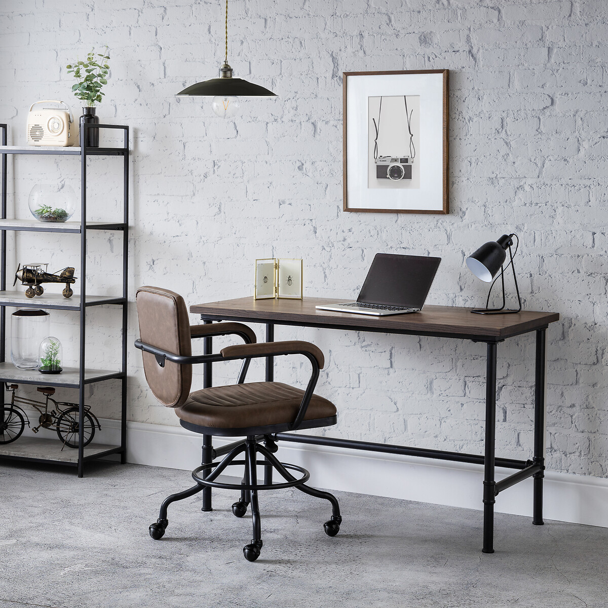 Gendry Leather Office Chair brown/black, SO'HOME