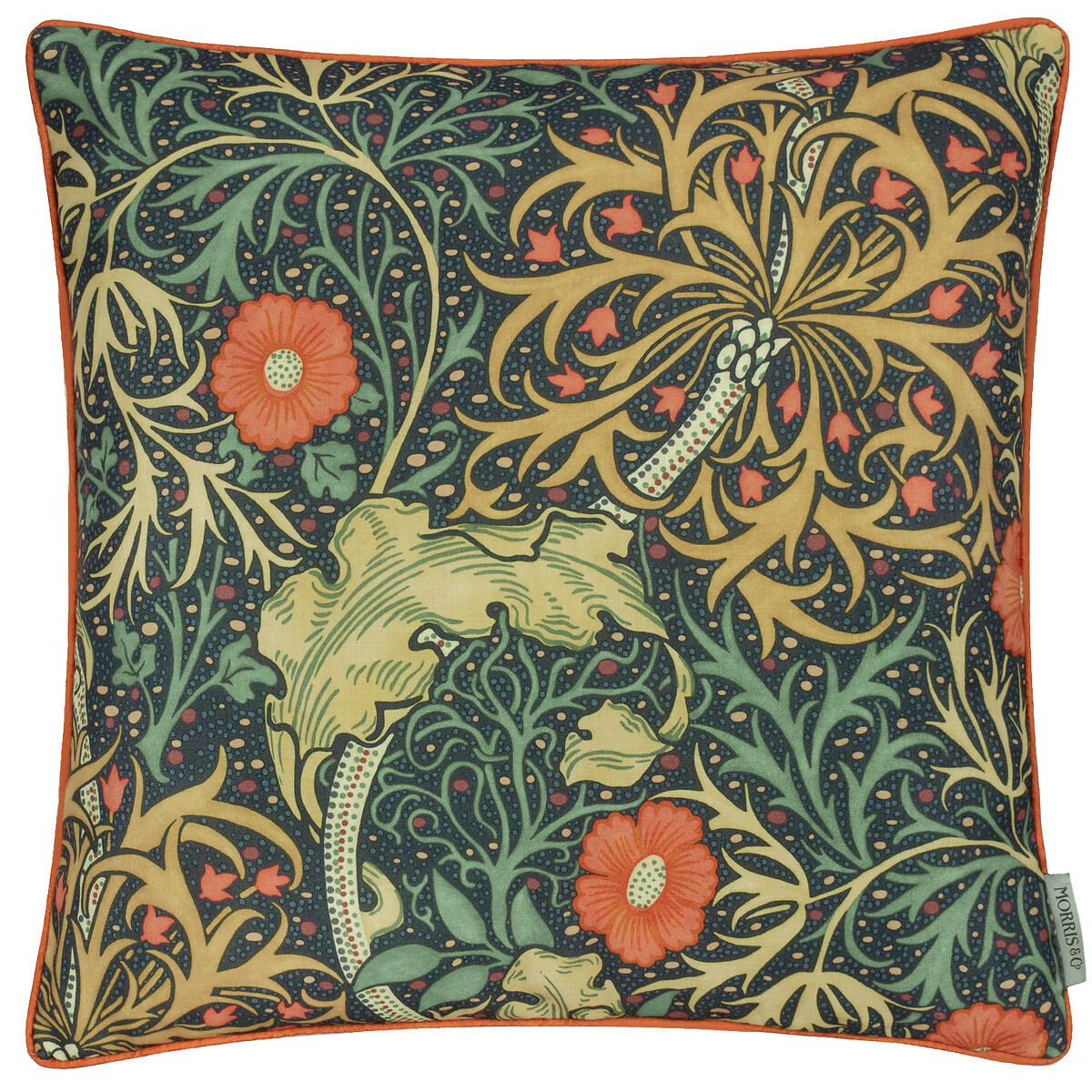 Seaweed Printed Piped Indoor/Outdoor Cushion indigo, MORRIS & CO.