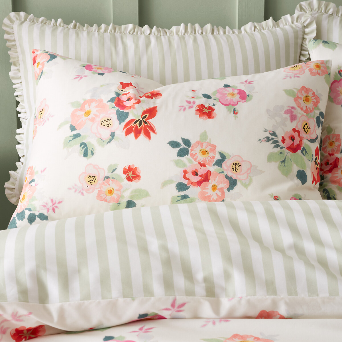 Floral Bunches Reversible Cotton Duvet Cover And Pillowcase Set green, CATH KIDSTON