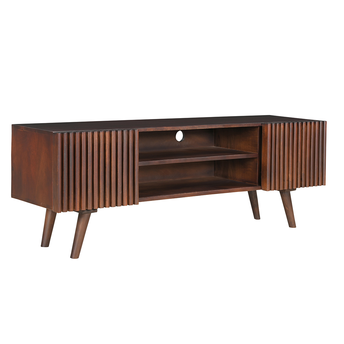 Meuble TV avec portes coulissantes L140 cm ALBA noyer, MILIBOO