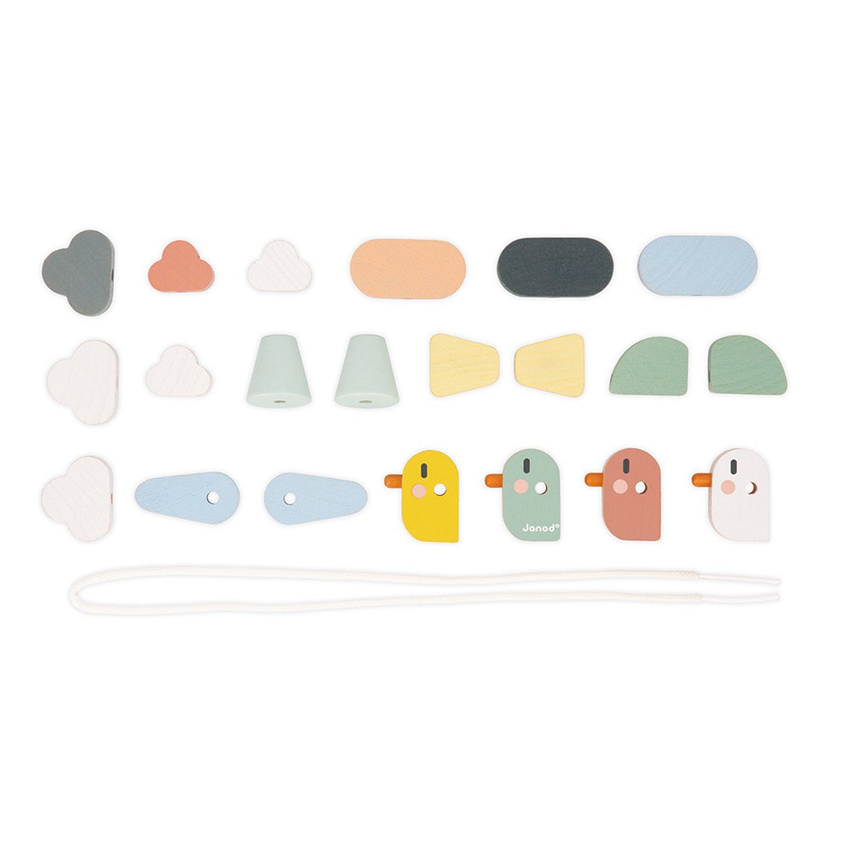 Perles À Enfiler En Bois Oiseaux, Jeu De Laçage multicolore, JANOD
