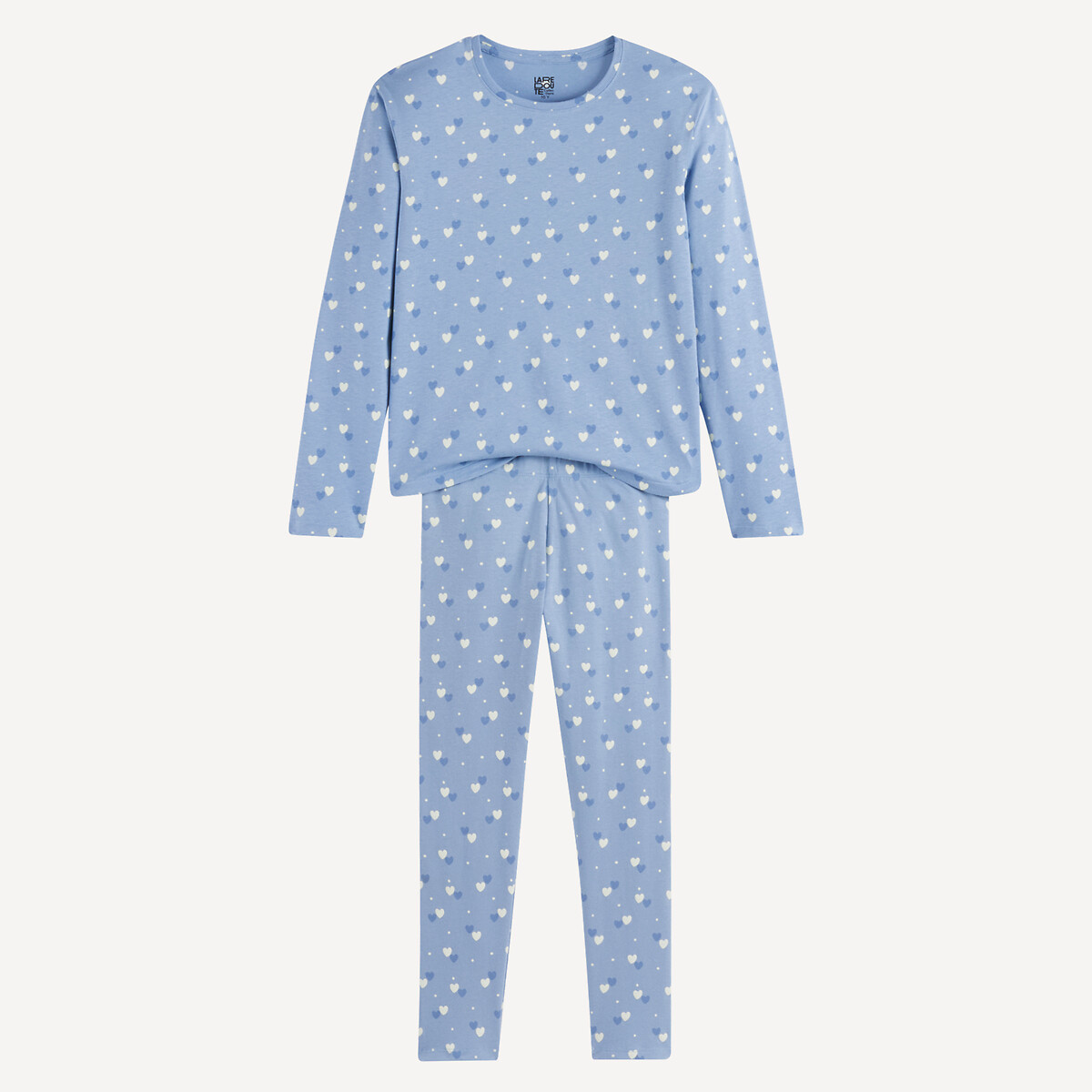 Pyjama coton, imprimé cœurs, brille dans le noir bleu, LA REDOUTE COLLECTIONS