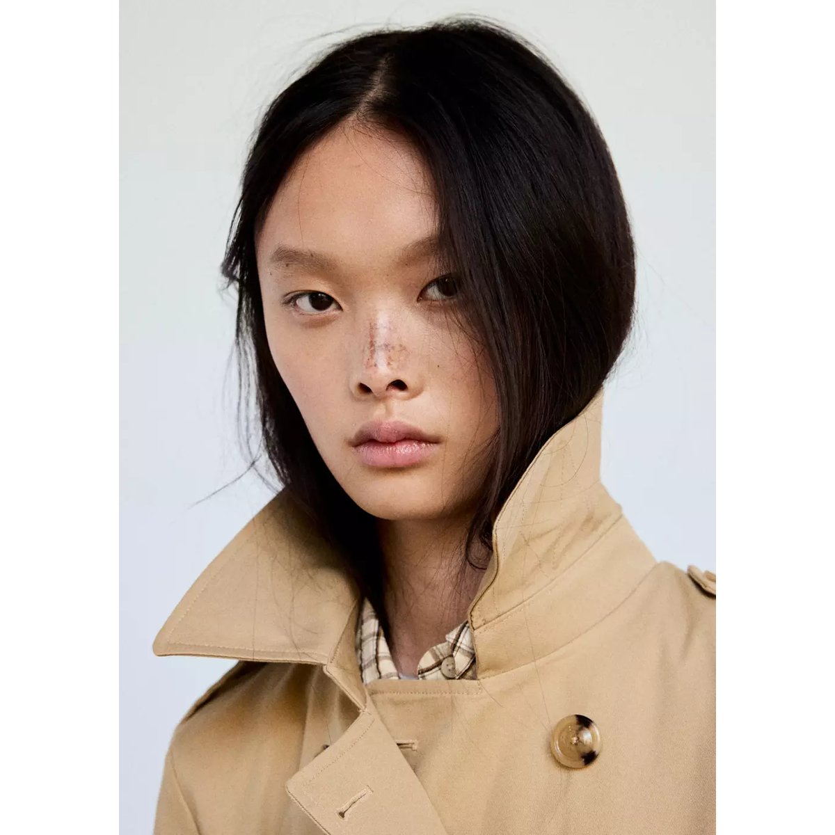 Trench long ceinture beige, MANGO