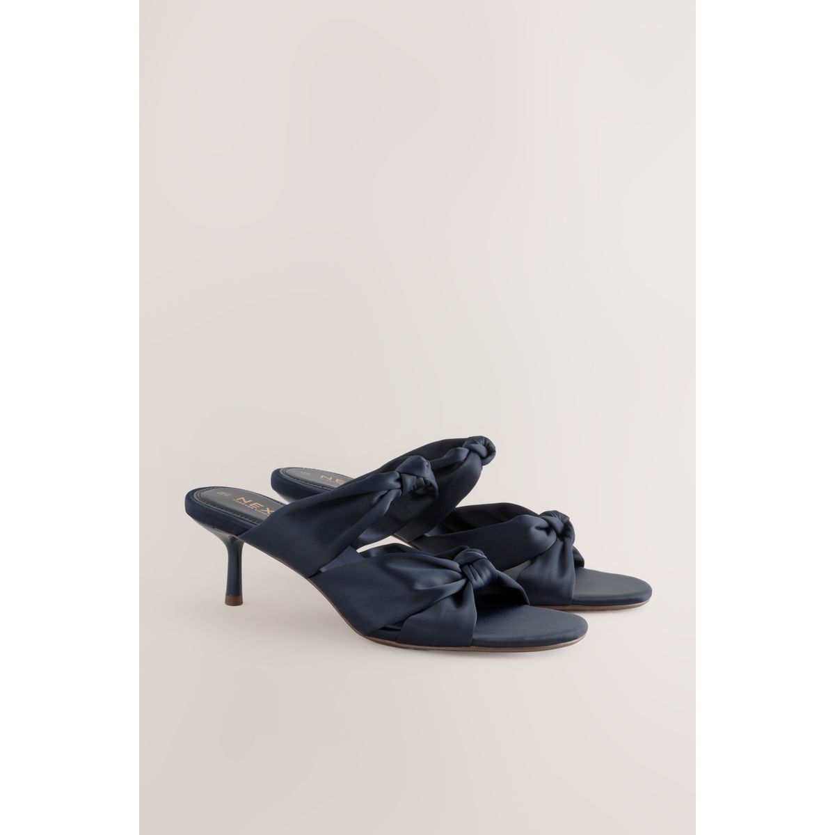 Mules à petit talon, torsade et bout rond bleu marine, NEXT