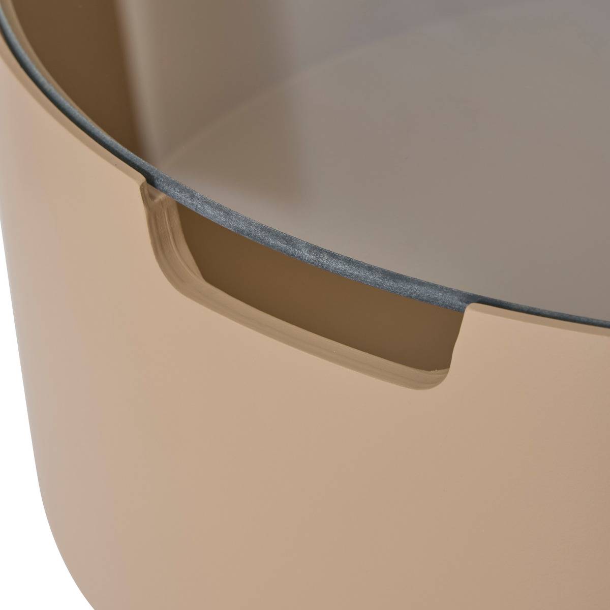 Table d’appoint avec coffre plateau amovible verre trempé KARUN moccha, ATMOSPHERA