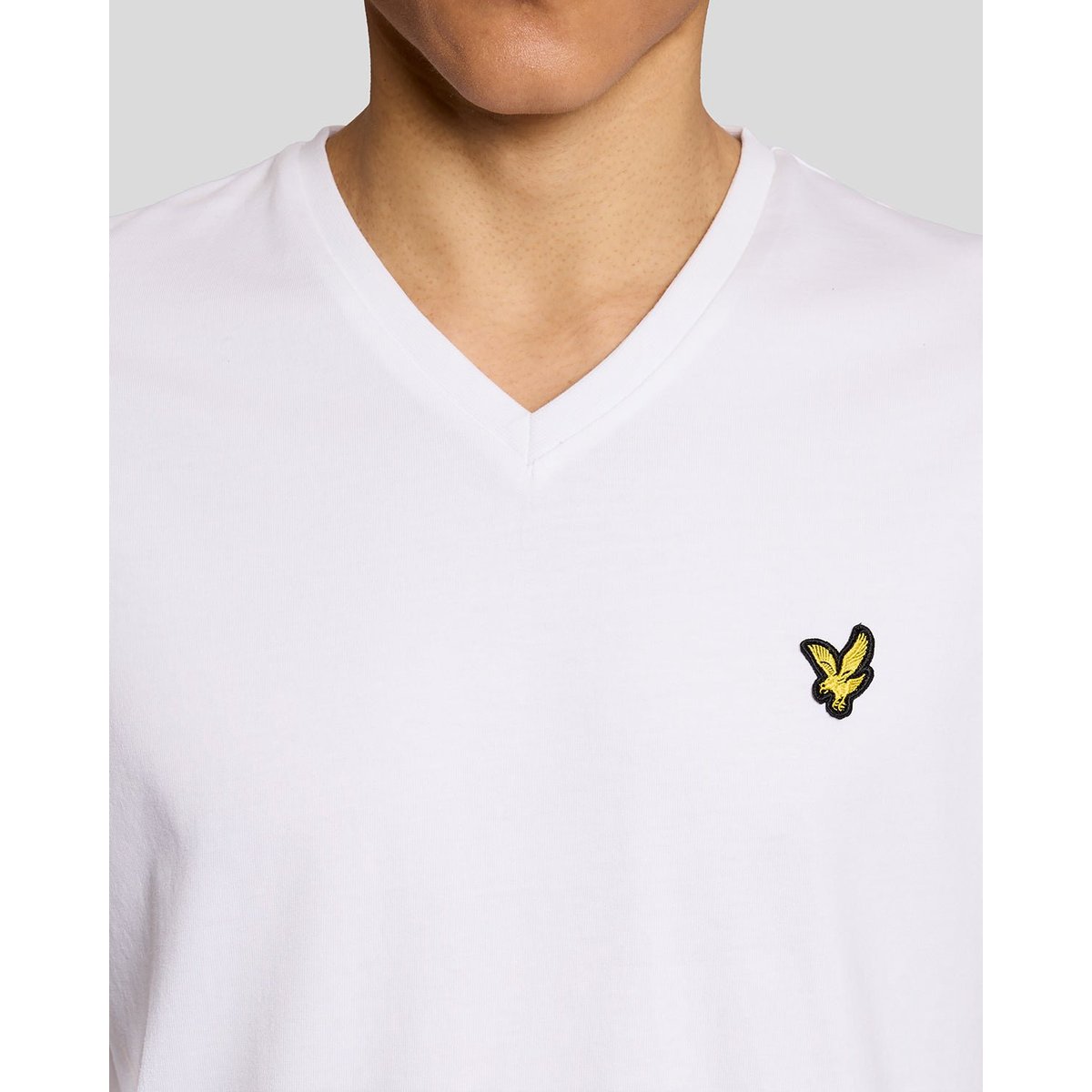 T-shirt en coton col V blanc, LYLE & SCOTT