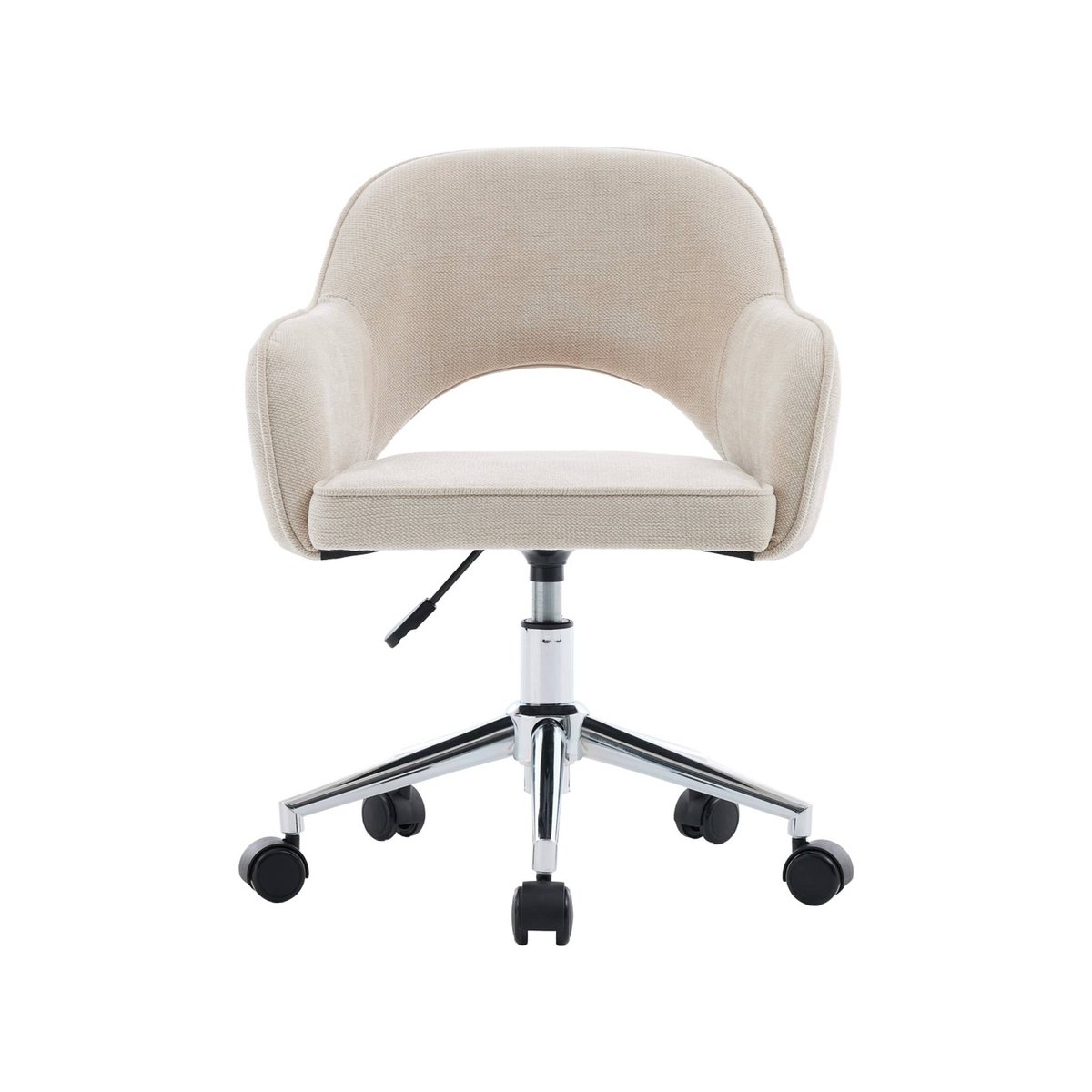 Chaise de bureau enfant à roulettes ajustable tissu chenille JIM KID beige, SWEEEK