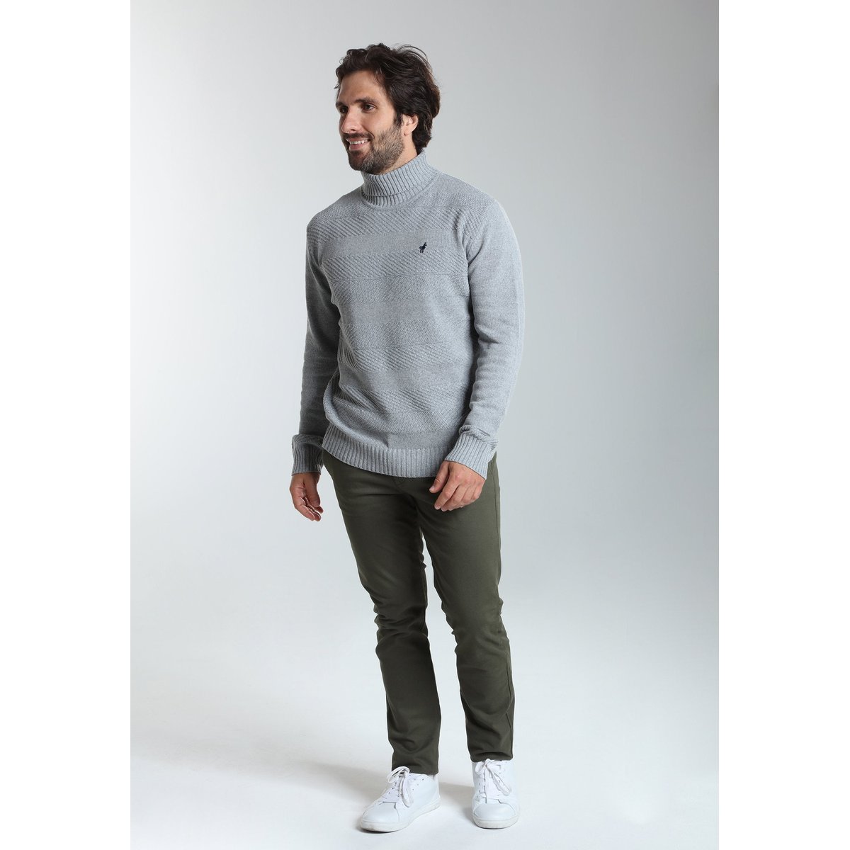 Pull col roulé en coton LOOP gris, GENTLEMAN FARMER