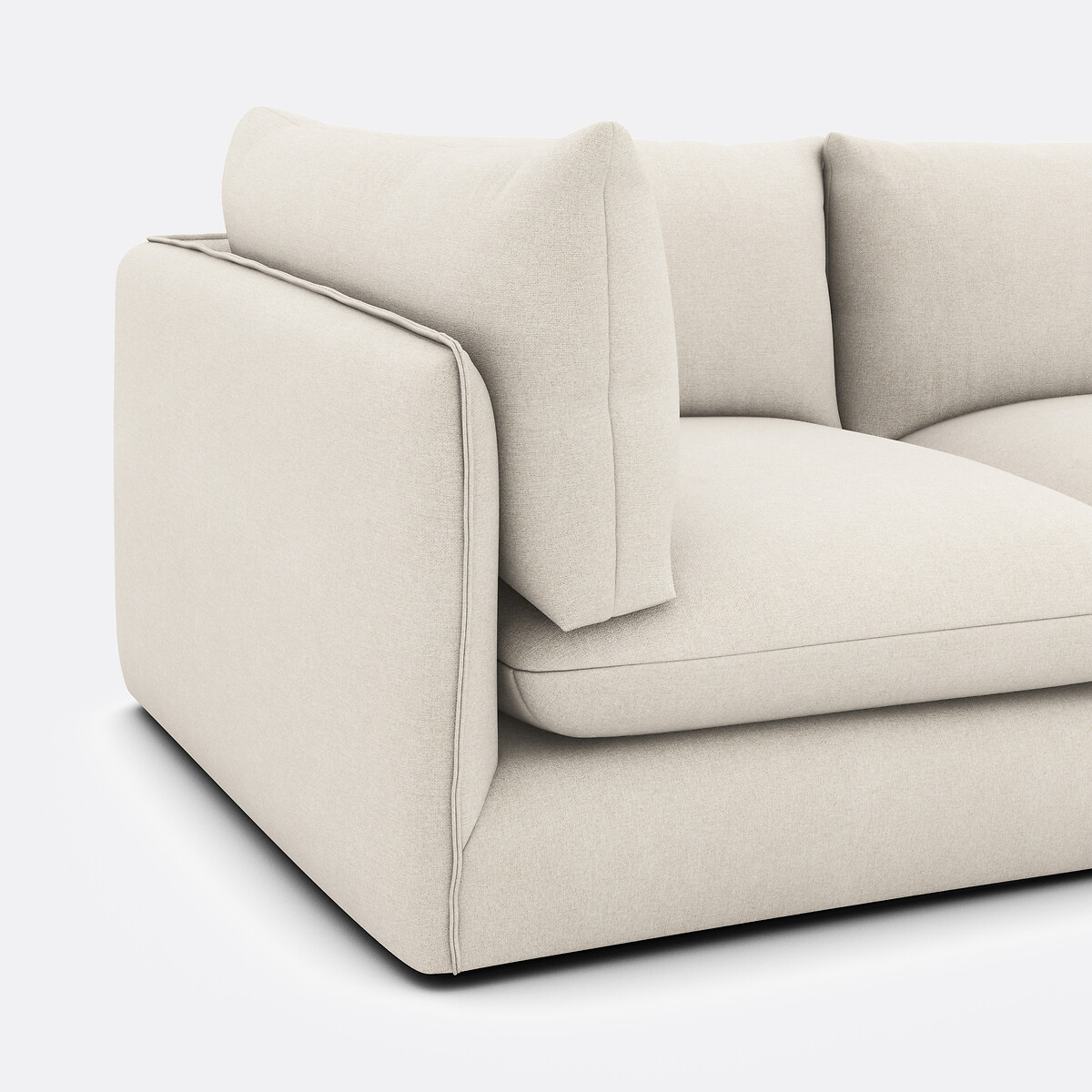 Canapé droit modulable, 3 places, en polyester, MALO ecru, LA REDOUTE INTERIEURS