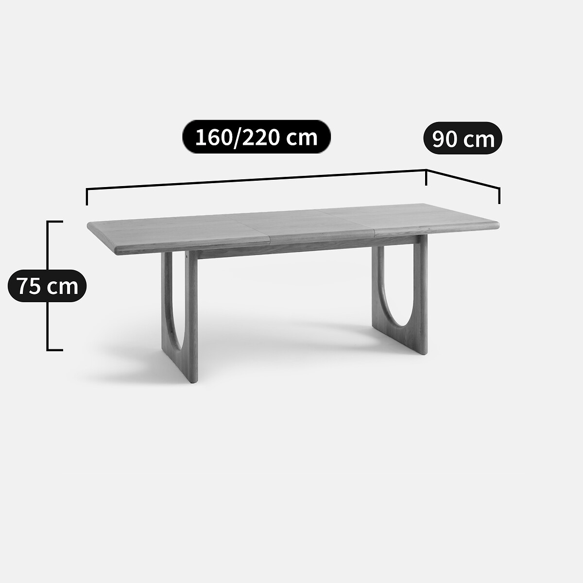 Table à manger, extensible, en chêne et plaqué, 4 à 8 couverts, DOUVE chêne, LA REDOUTE INTERIEURS