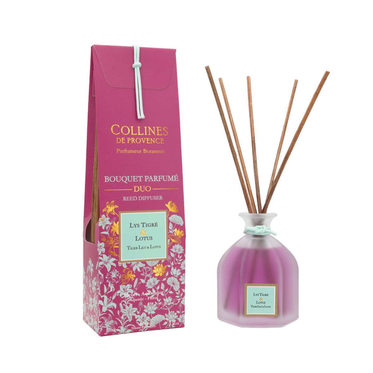 Diffuseur de parfum Lys Tigré & Lotus rose, COLLINES DE PROVENCE