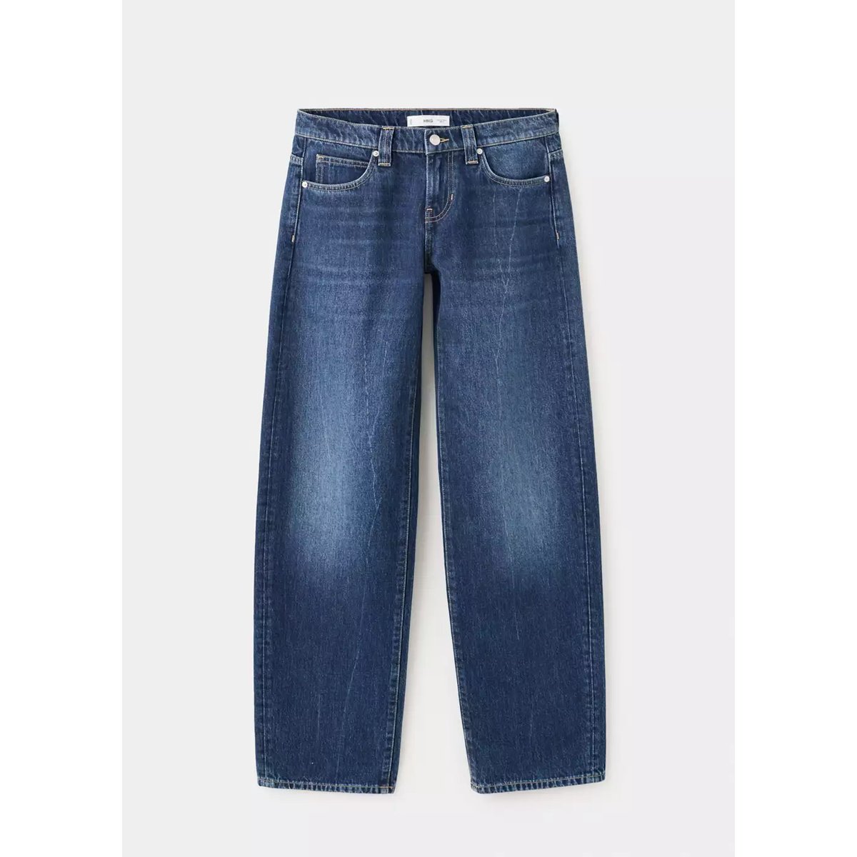 Jean balloon taille basse bleu foncé, MANGO