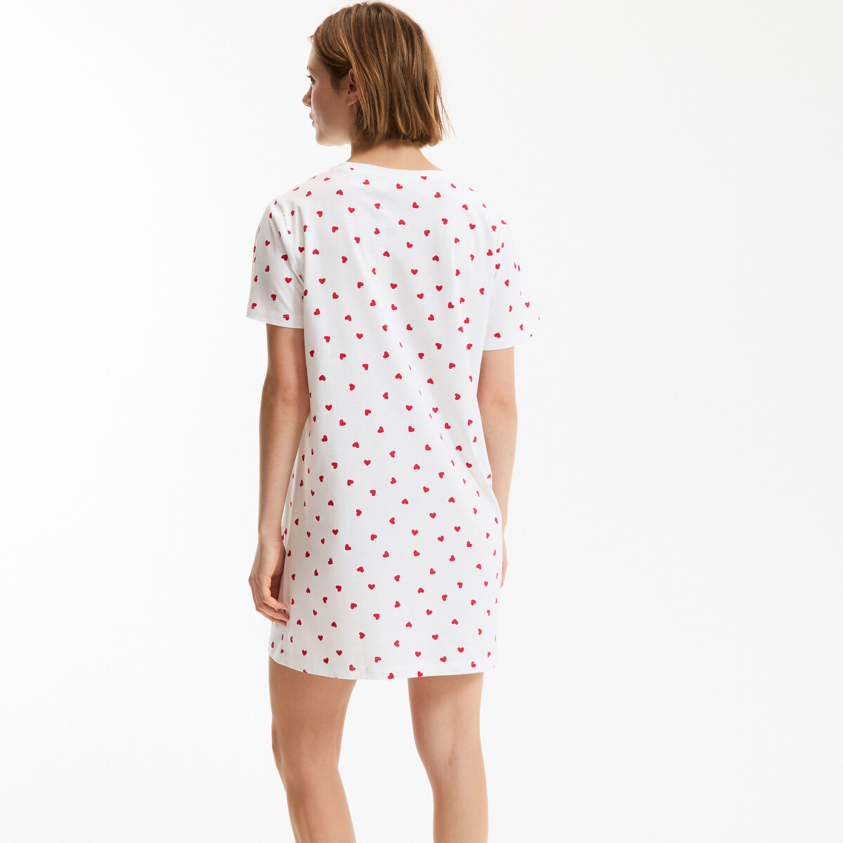 Chemise de nuit, imprimé coeurs, jersey pur coton imprimé coeurs, LA REDOUTE COLLECTIONS
