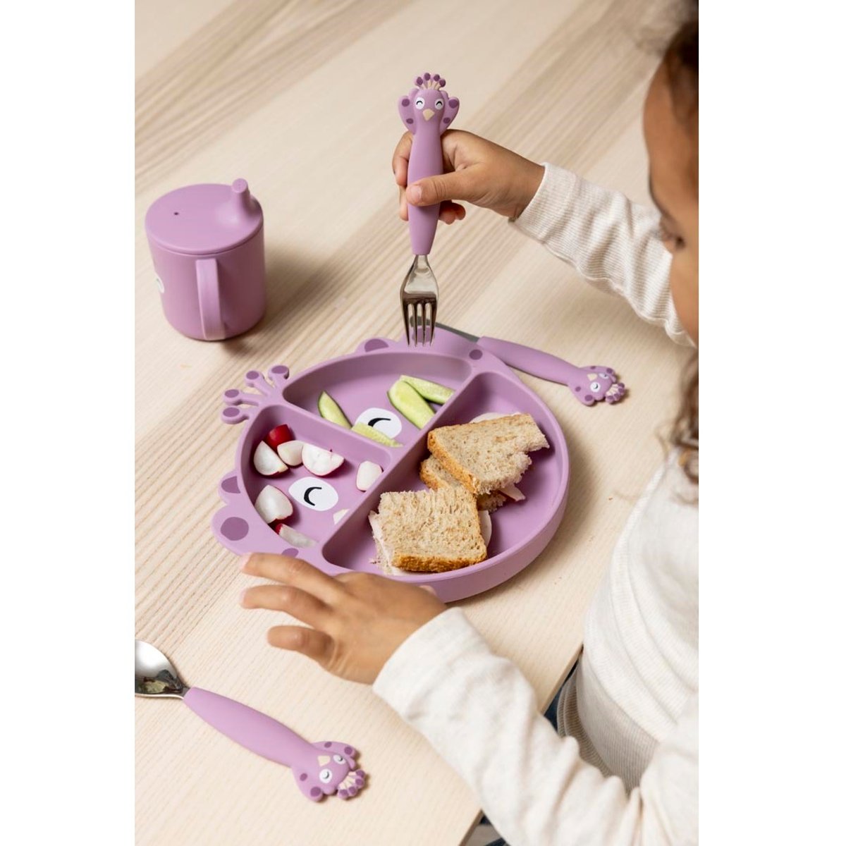 Assiette à compartiments en silicone violet, TRIXIE
