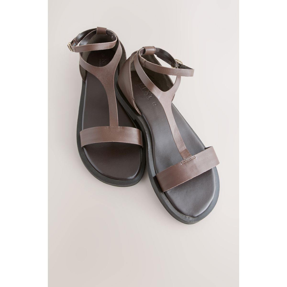 Sandales à brides style salomé cuir brun chocolat, NEXT