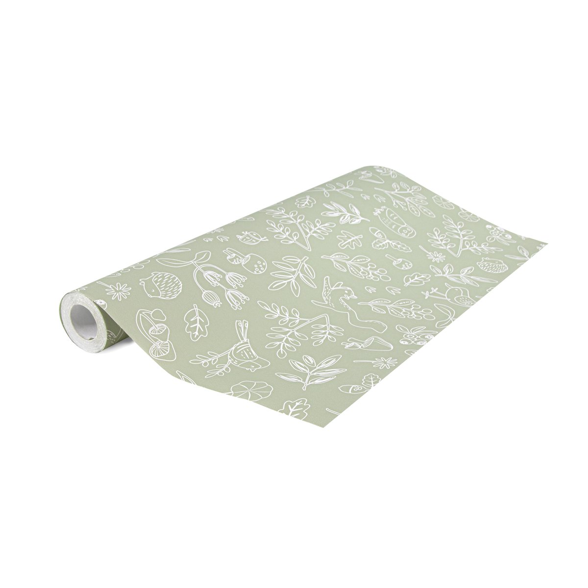 Papier peint pour enfant Petits animaux de la forêt vert sauge, blanc cassé, LITTLE DUTCH