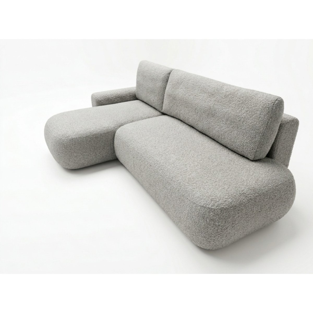 Canapé d'angle convertible 3 places en tissu bouclette, TANGO gris, BOBOCHIC