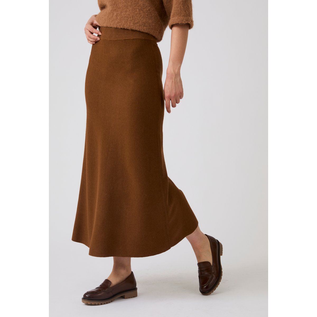 Jupe maille Thermolactyl marron chocolat, DAMART