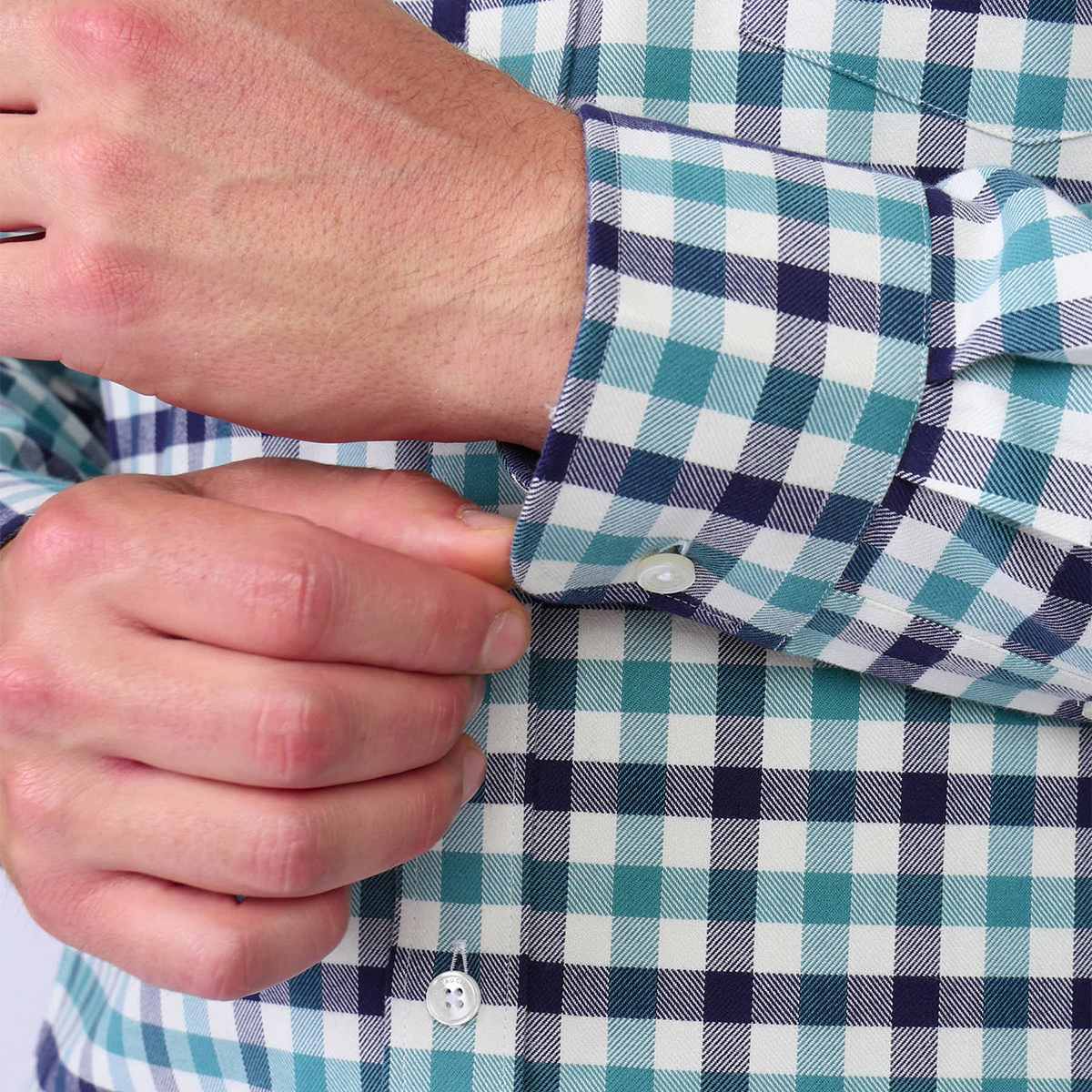 Chemise à carreaux Heland bleu petrole, MISE AU GREEN