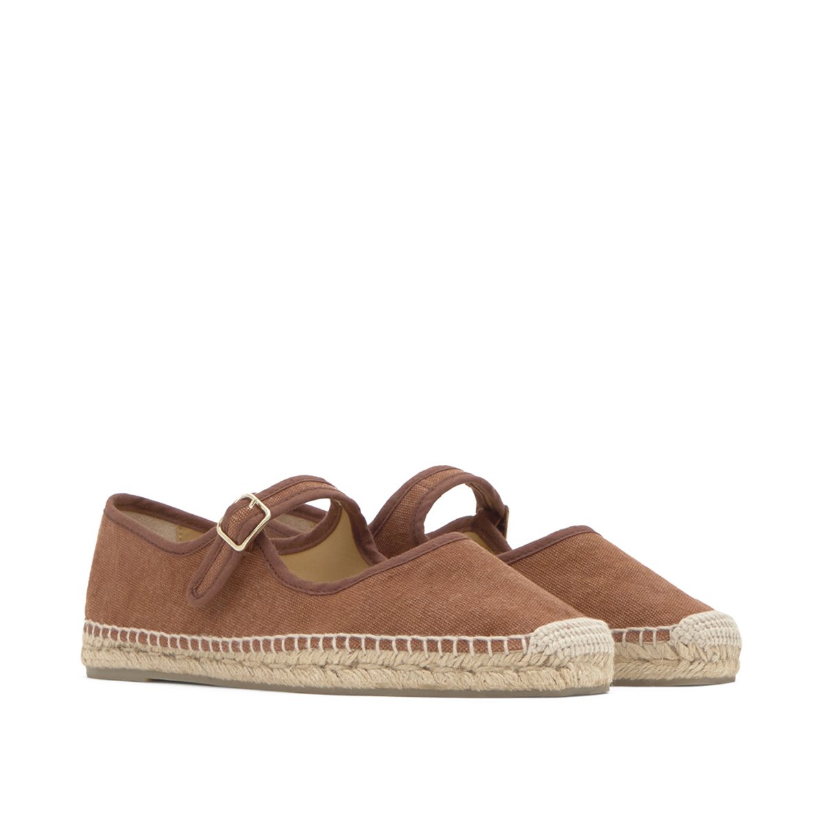 Espadrilles plates style Mary-Jane en coton PADUA PLATFORM cognac, CASTANER