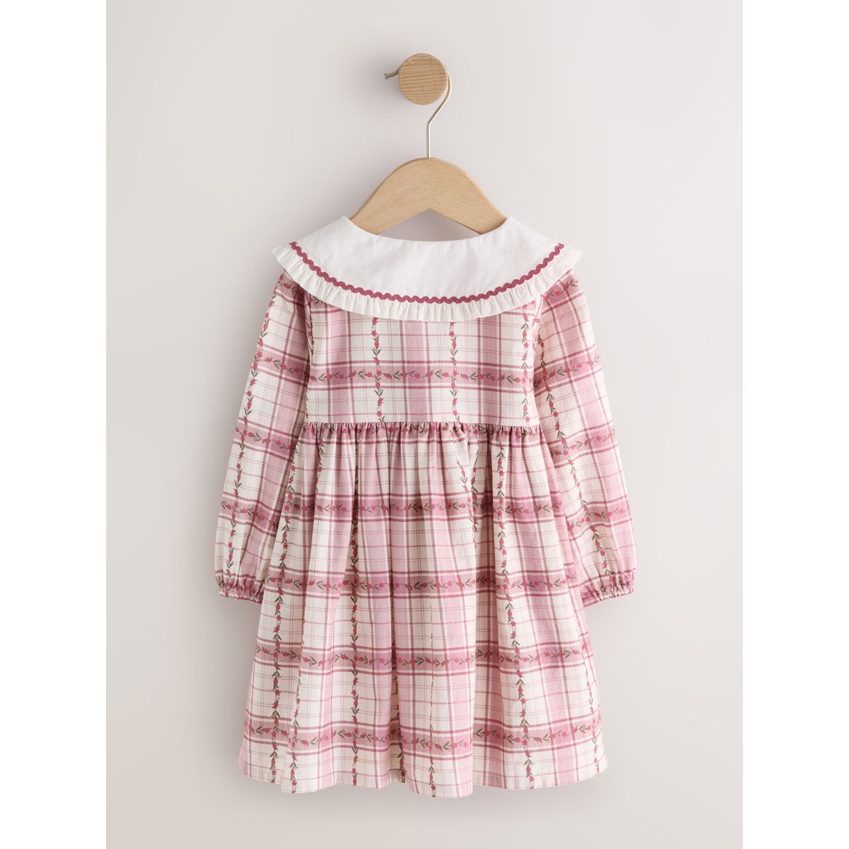 Robe à col et manches longues rose à carreaux, NEXT