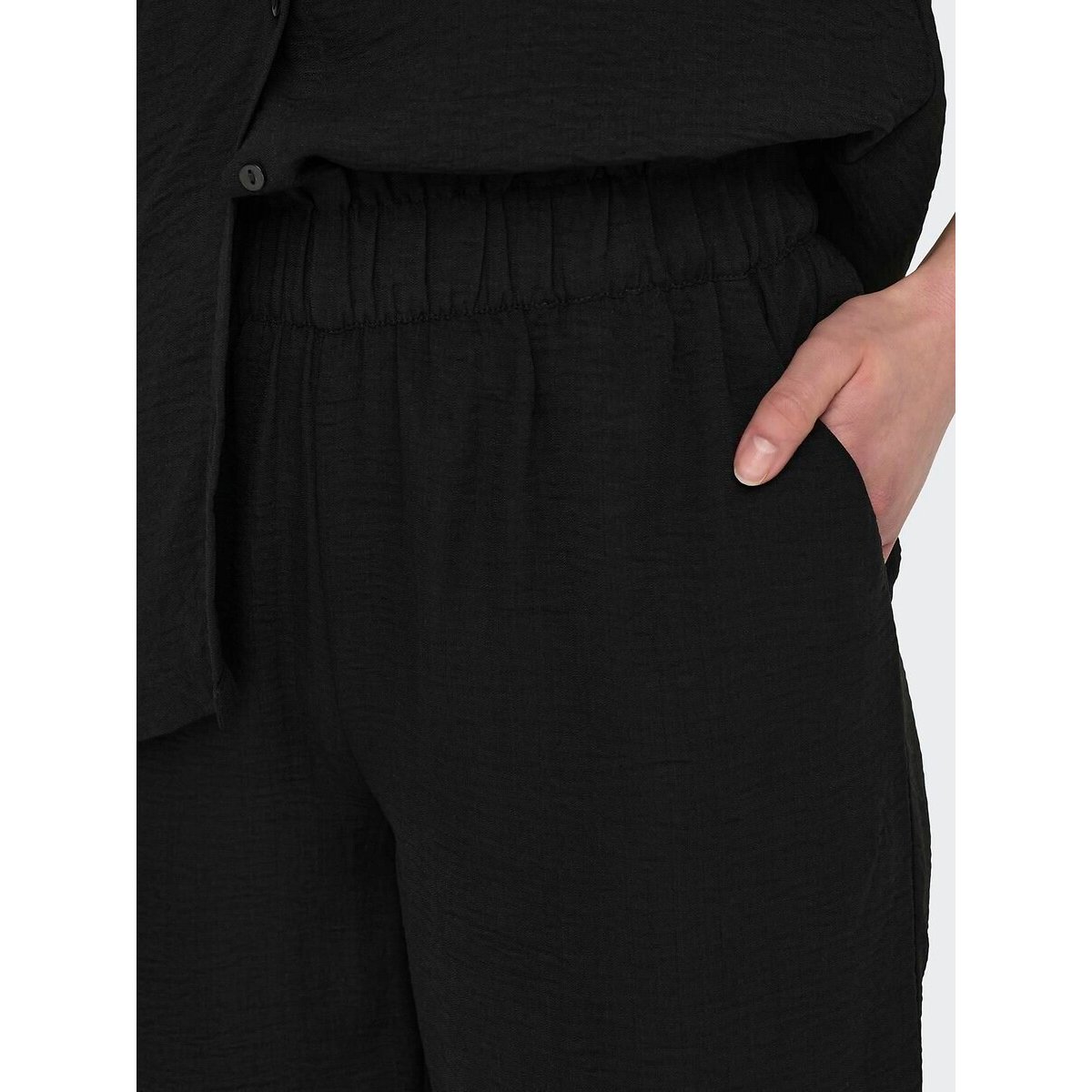 Pantaloni larghi, vita alta nero , JDY