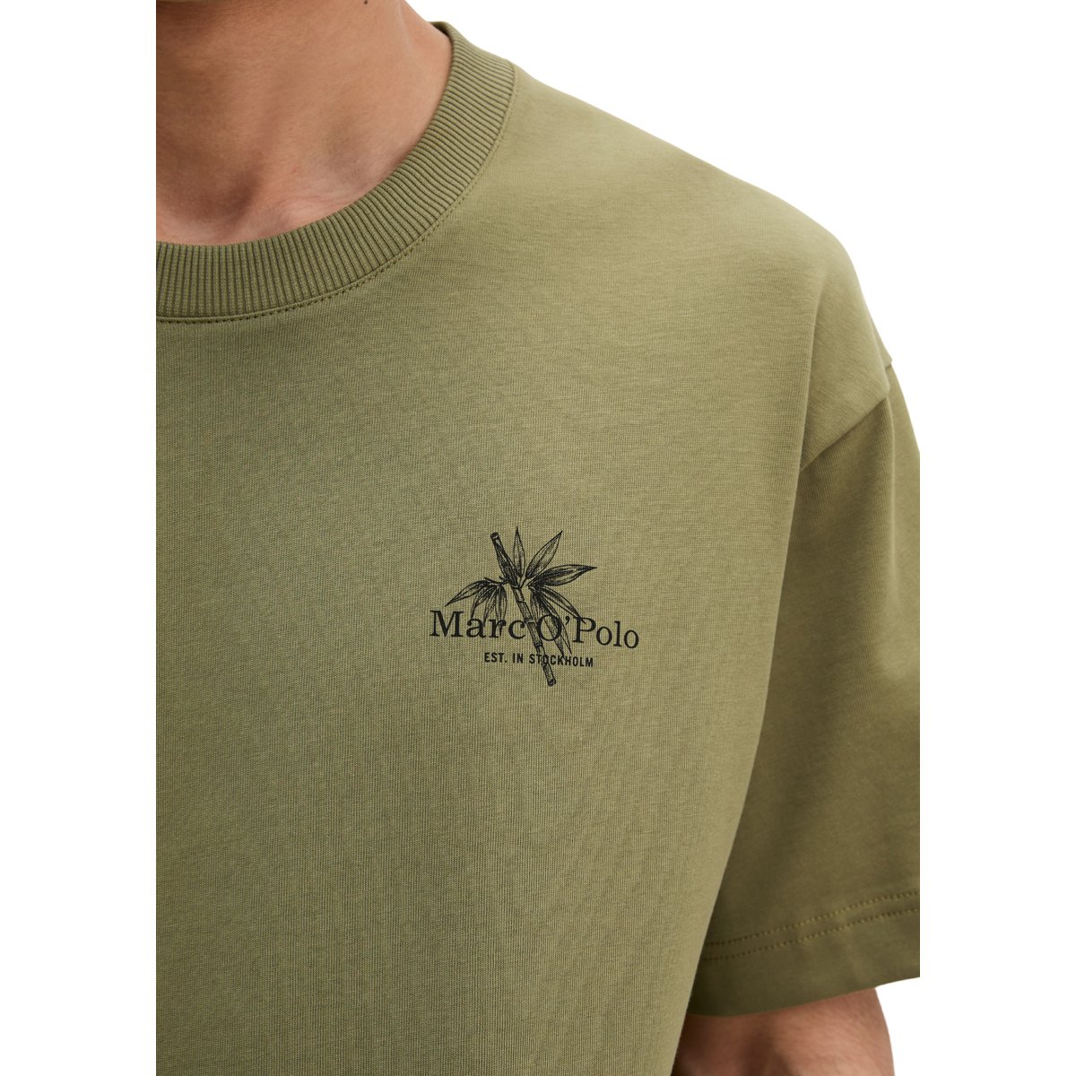 T-shirt relaxed avec imprimé saisonnier au dos vert fonce, MARC O'POLO