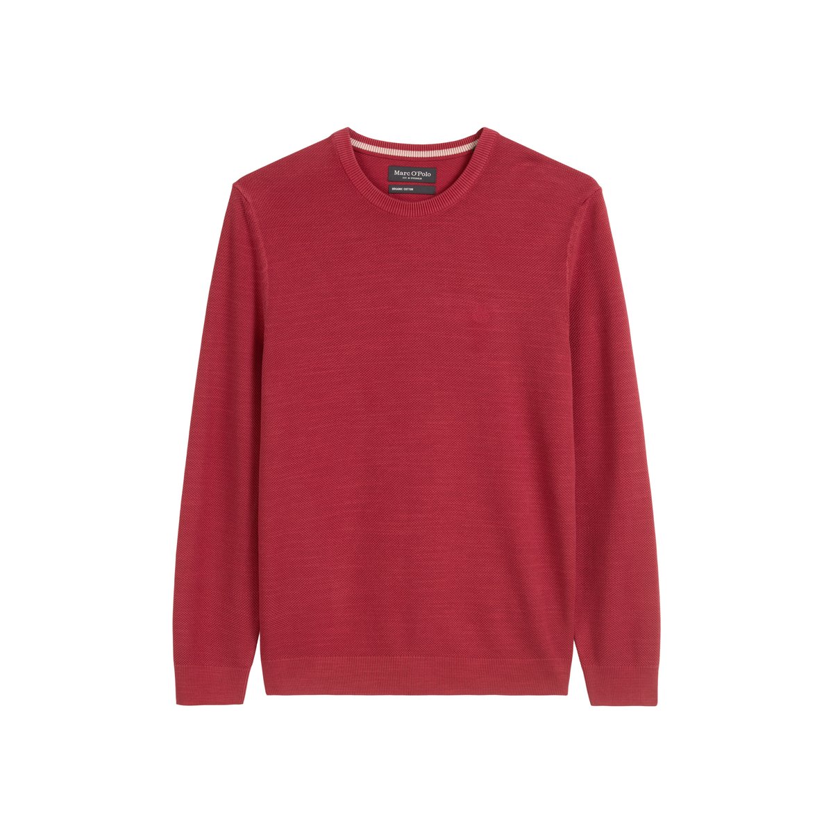 Pull-over regular en piqué de coton bio rouge clair, MARC O'POLO