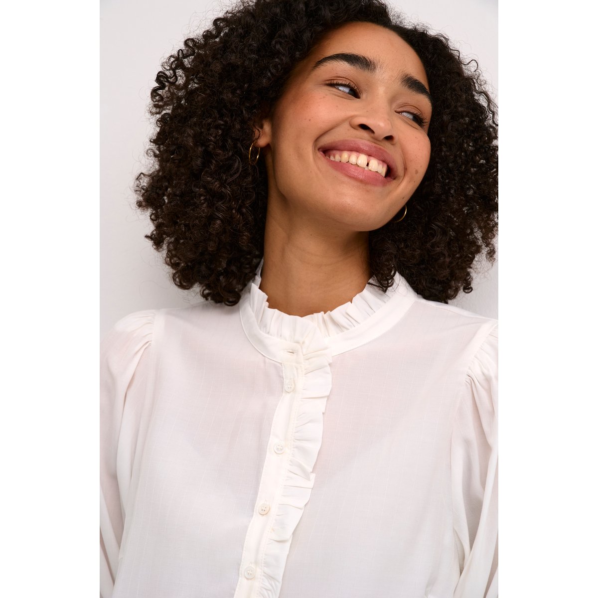 Blouse with long sleeve blanc chalk, KAFFE