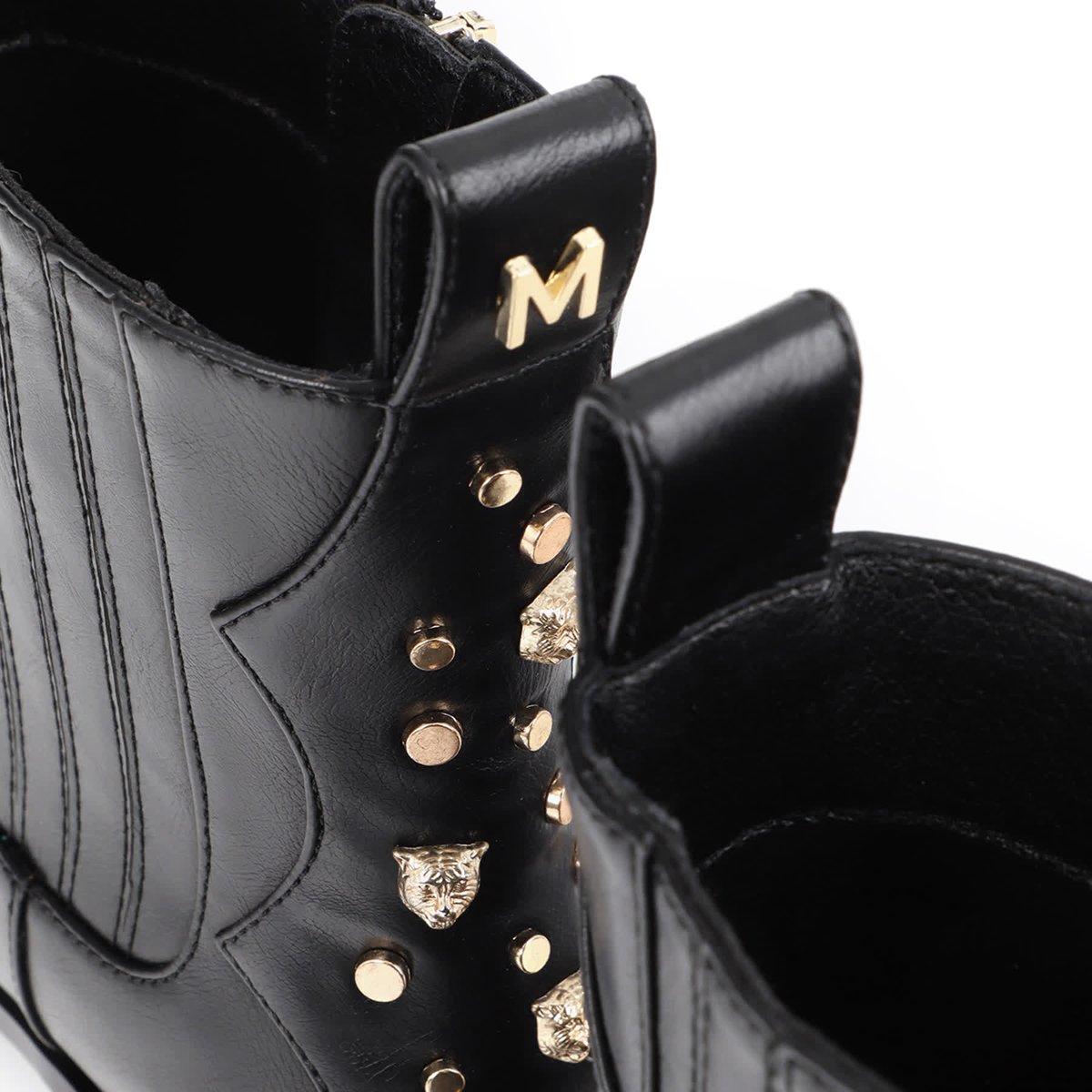 Bottines santiags cloutées à talon bloc noir, LOLA CASADEMUNT
