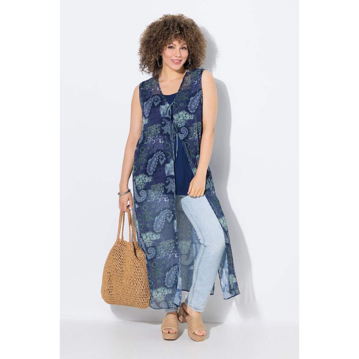 Blouse longue sans manches bleu foncé, ULLA POPKEN