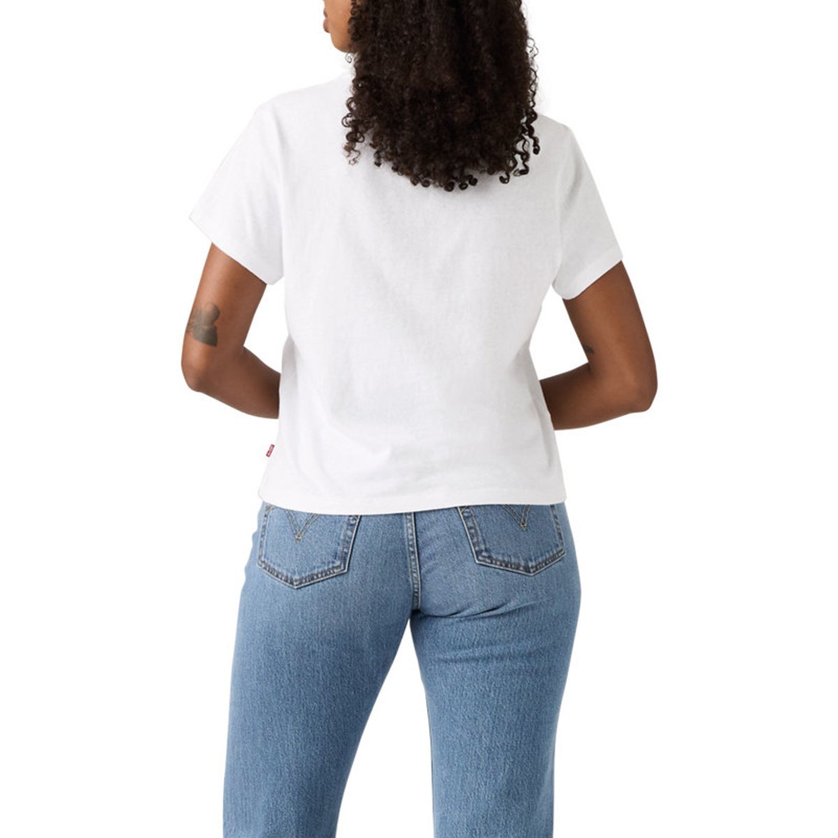 T-shirt en coton blanc à coupe ajustée pourvu de manches courtes blanc, LEVI'S