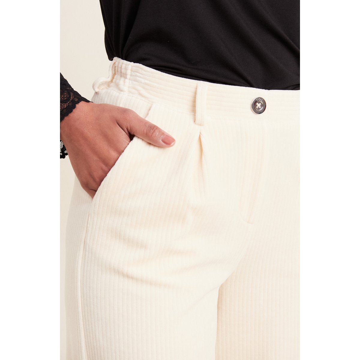 Pantalon large velours ivoire, BREAL