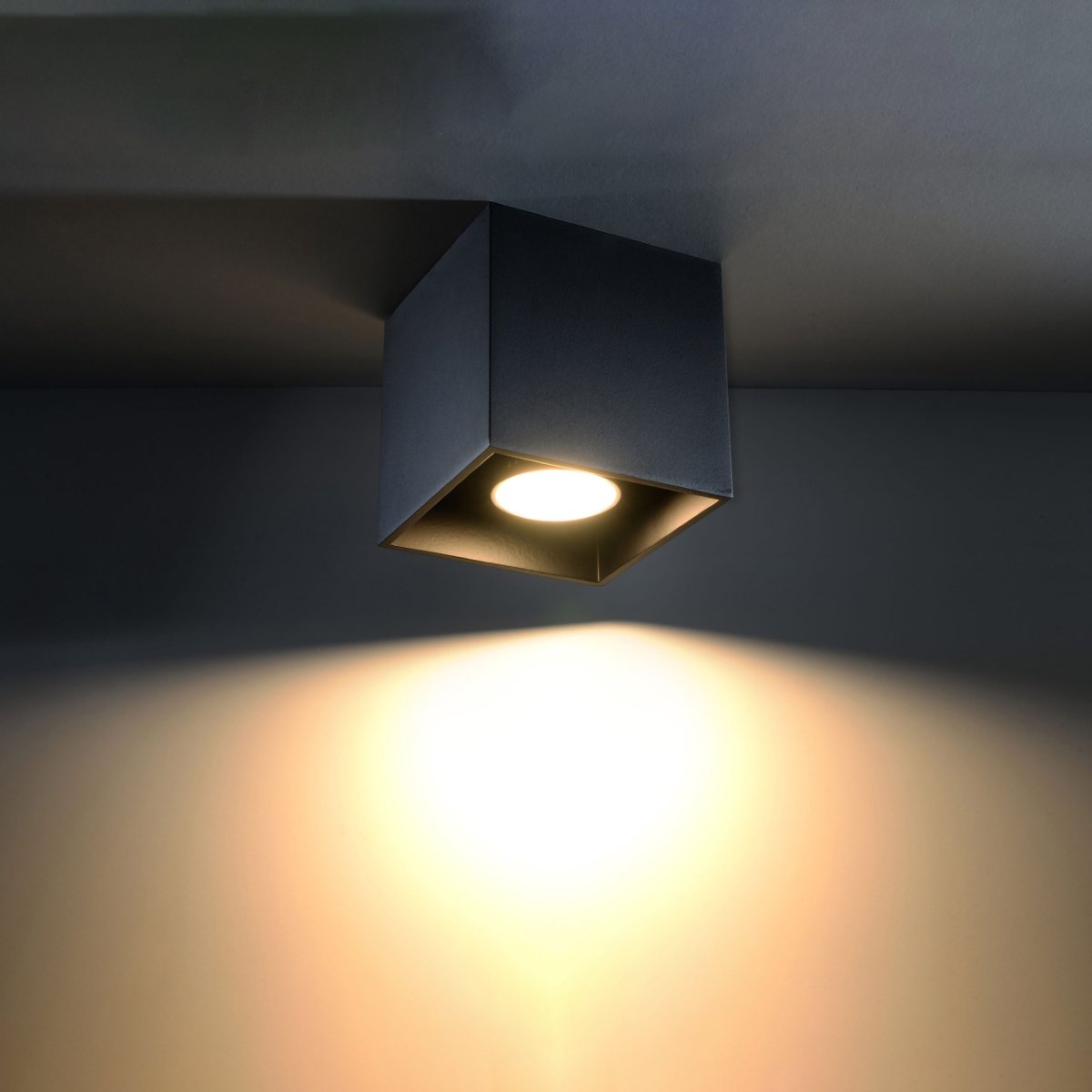 Plafonnier Aluminium Noir GU10 1 Quad noir, EDEN