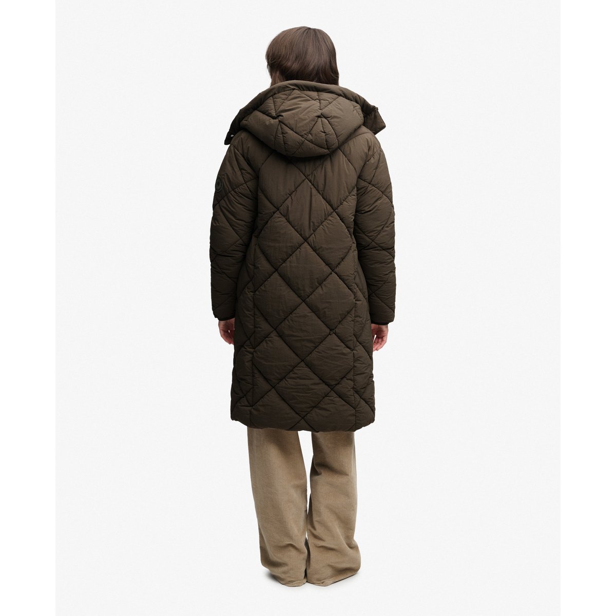 Veste Matelassée Longue kaki foncé, SUPERDRY
