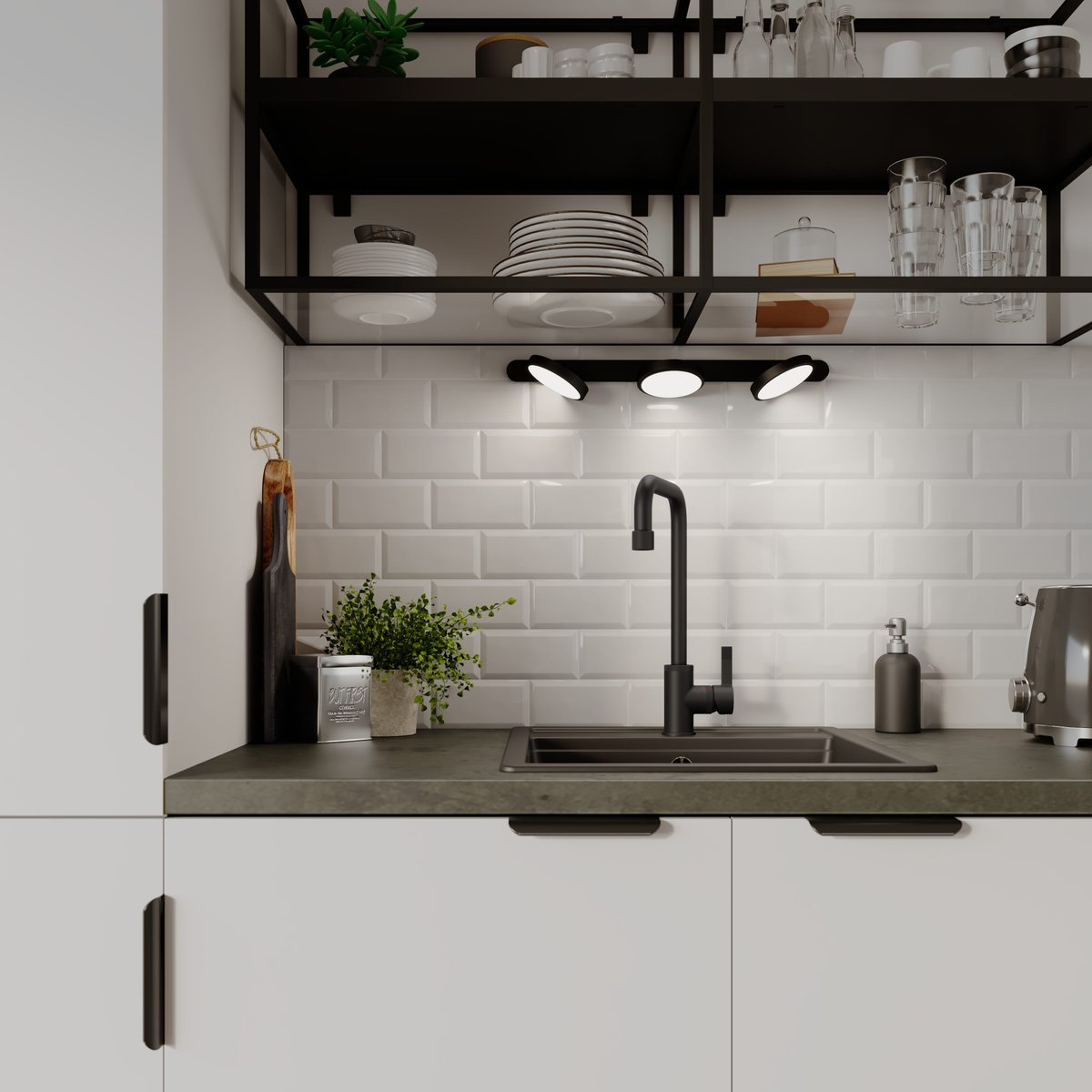 Robinet de cuisine, INDUS noir, DELINIA