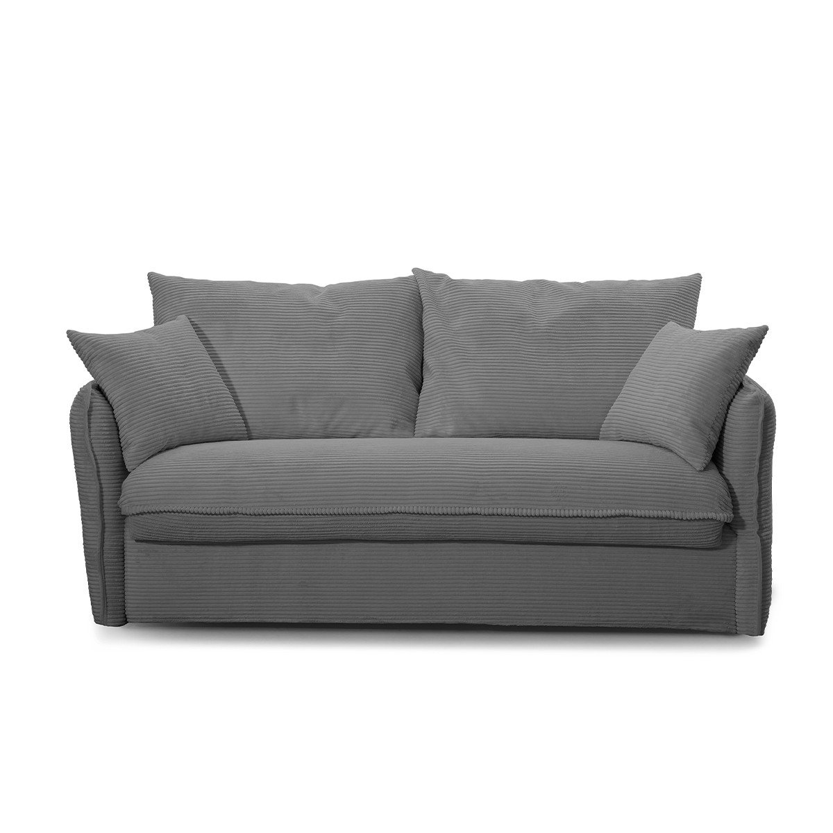 Canapé convertible 3 places en velours côtelé L185 cm - MIRA gris anthracite, CALICOSY