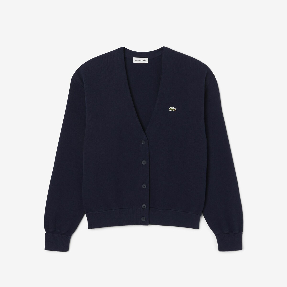 Buttoned V-Neck Cardigan navy, LACOSTE