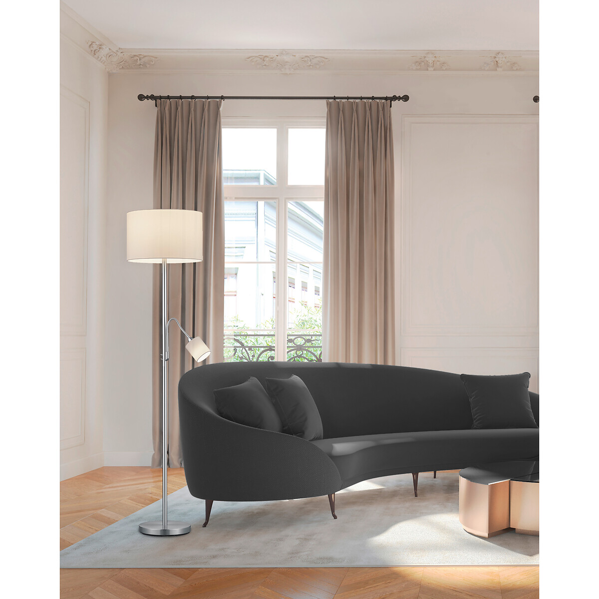 Candeeiro de pé Hotel, TRIO Lighting branco/prateado, TRIO LIGHTING
