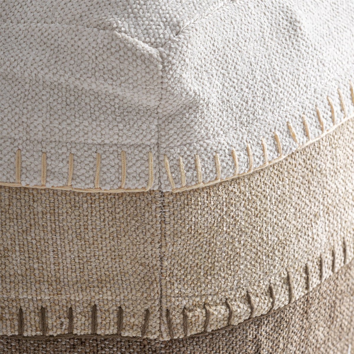 Pouf carré déhoussable en coton tons neutres beige et marron, RECOLLECTION
