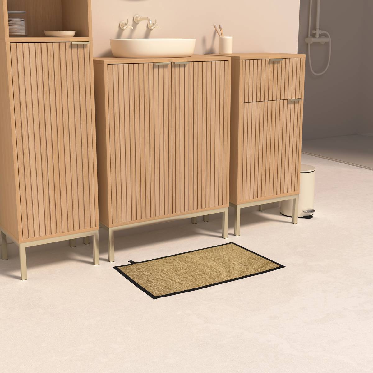 Tapis de bain rectangulaire en bambou STEMY noir, 5FIVE SIMPLY SMART