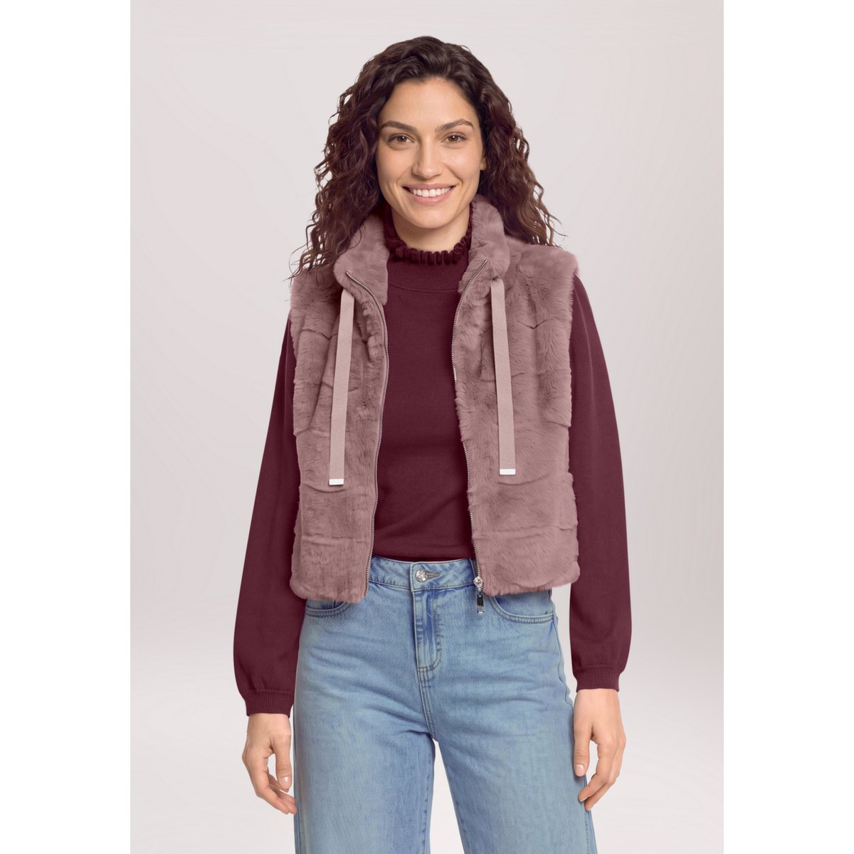 Veste imitation fourrure à poches extérieures light mauve, CARTOON