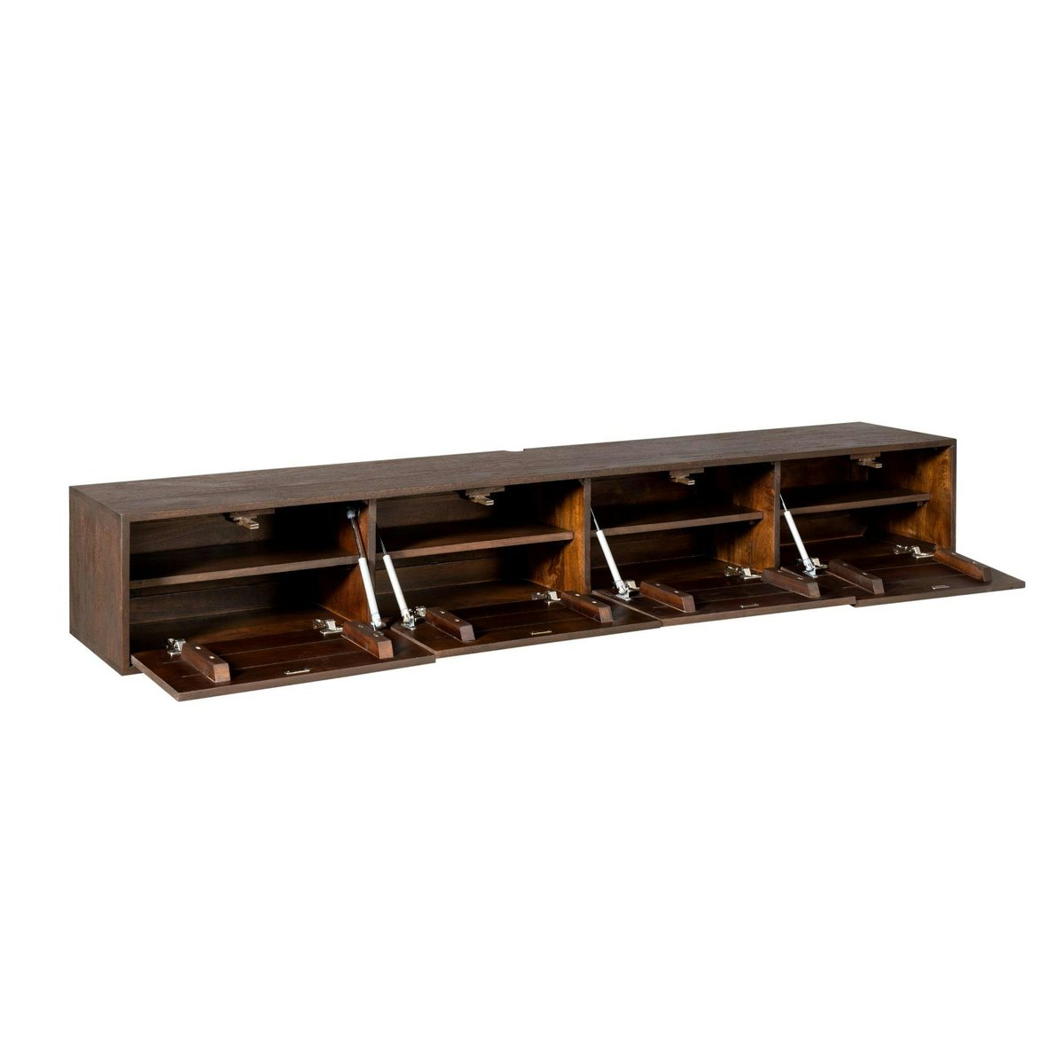 Meuble TV mural en bois 240 cm, 4 portes JUNO bois foncé, PIER IMPORT