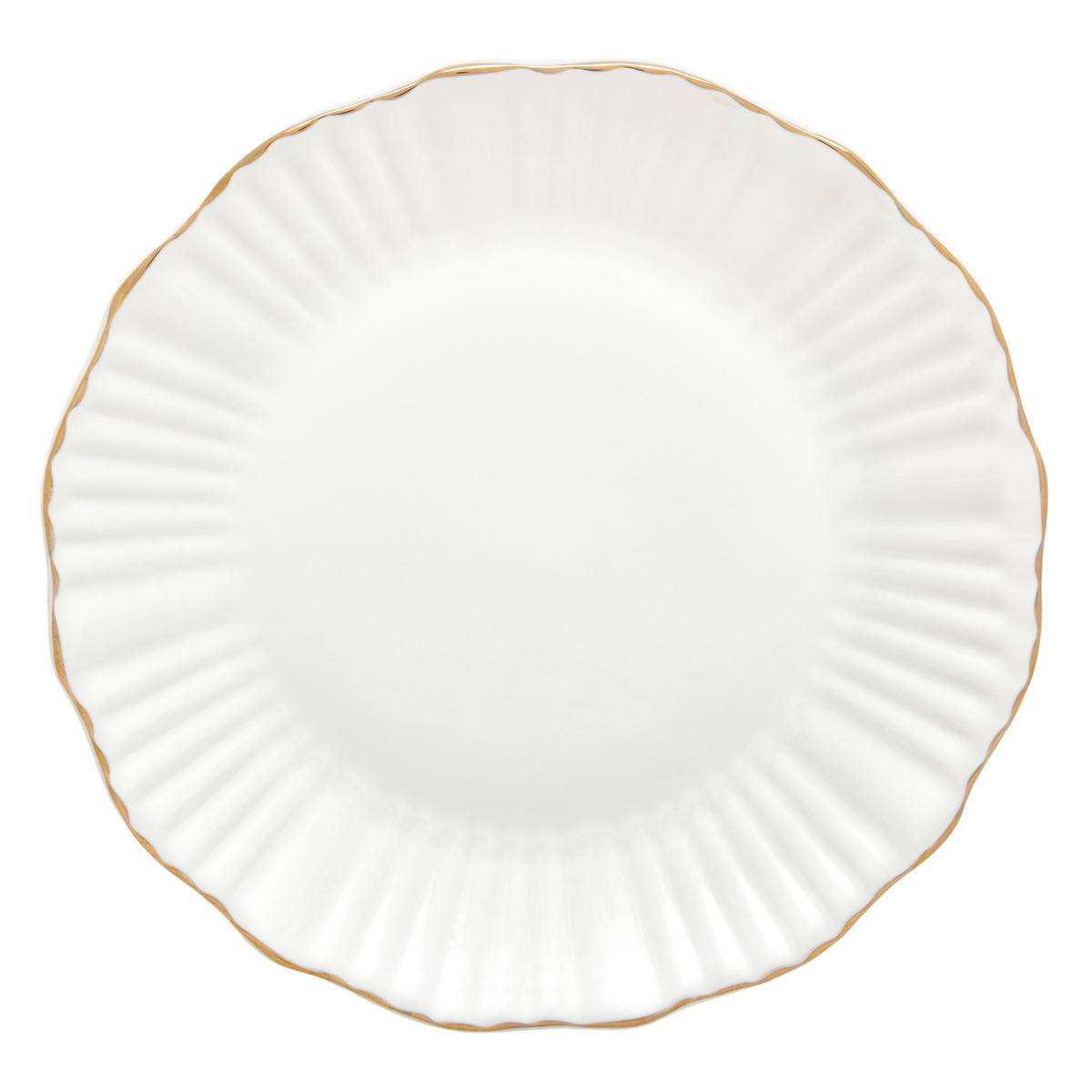 Lot de 6 assiettes plates rondes en porcelaine DAPHNE blanc, ATMOSPHERA