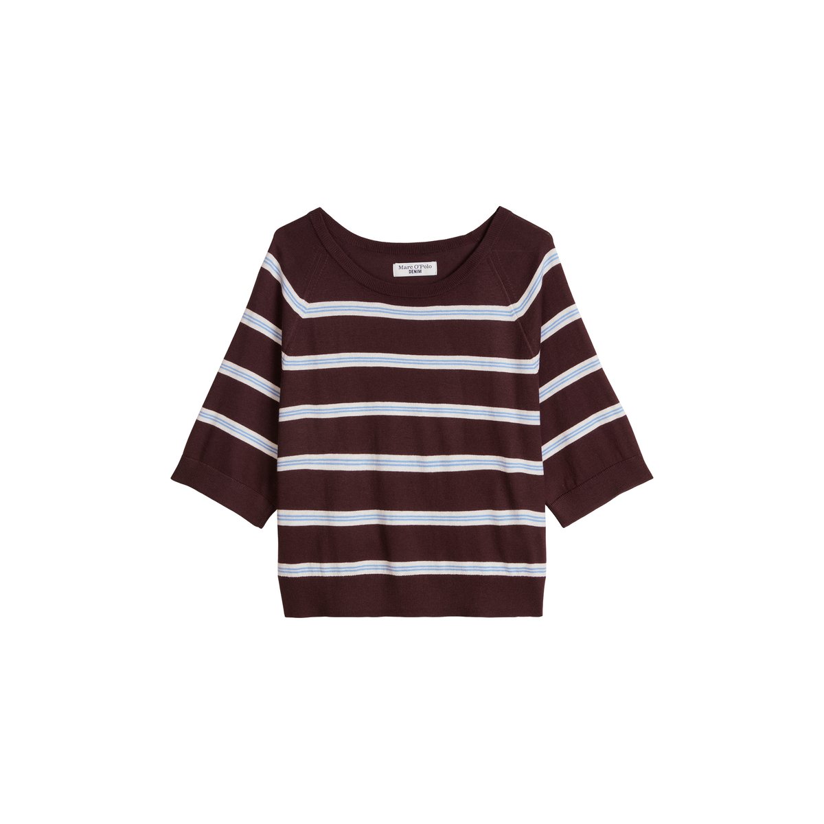 Pull à manches courtes relaxed en doux mélange de coton organique et de modal marron, MARC O’POLO DENIM