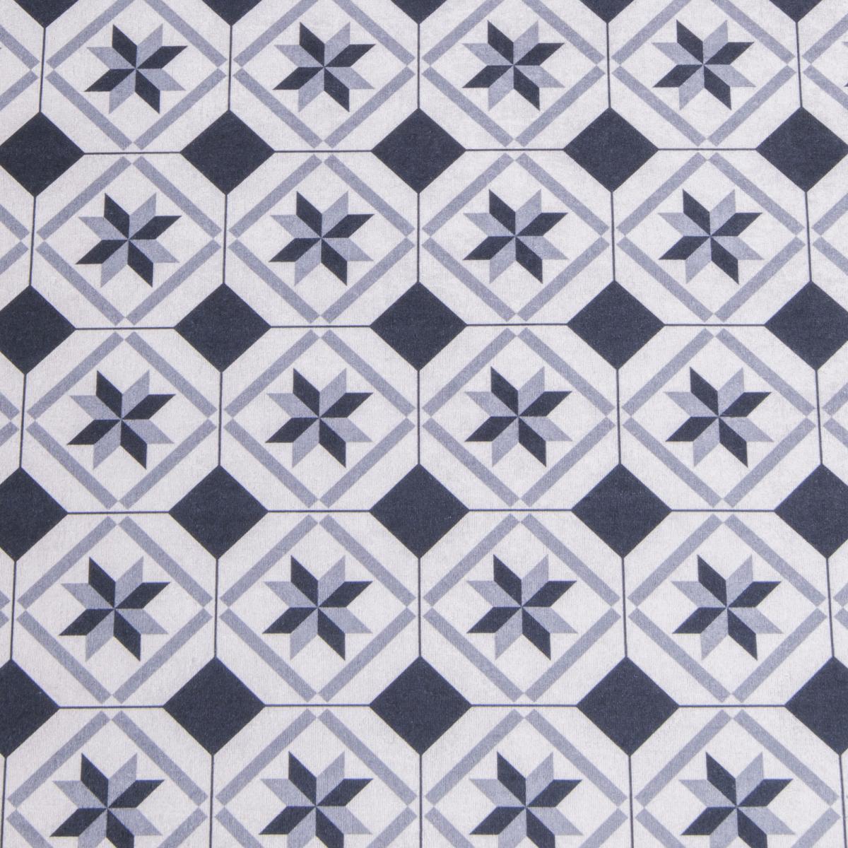 Tapis de cuisine motif carreaux de ciment LYN11 N&B noir, UN AMOUR DE TAPIS