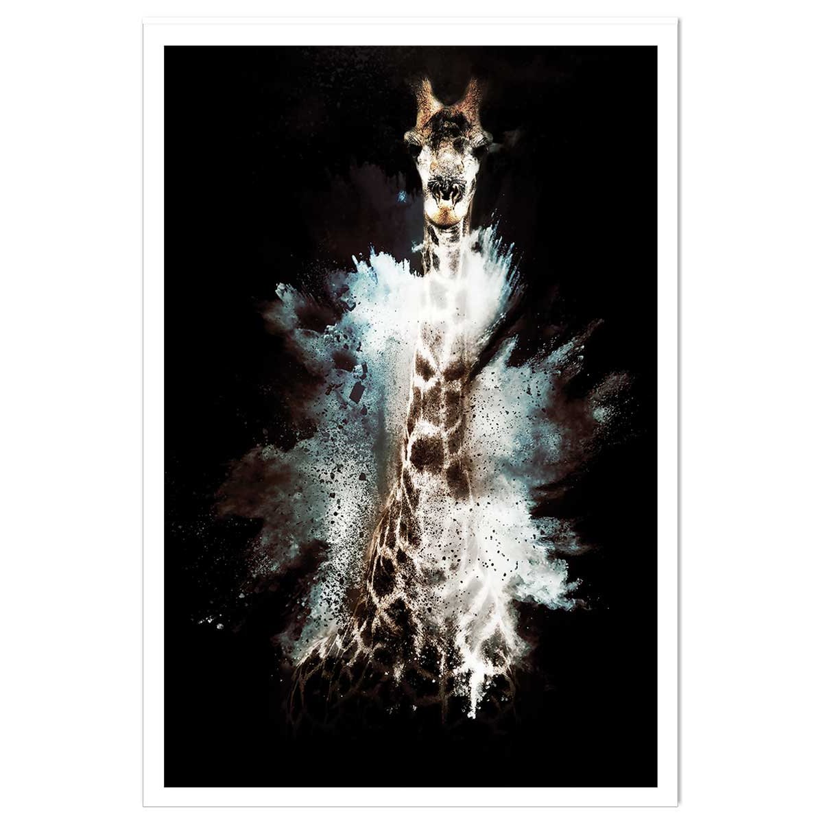 Affiche wild explosion girafe affiche seule, HEXOA