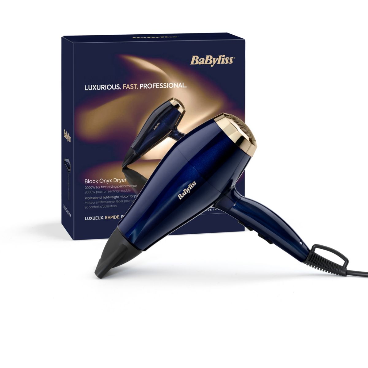 Sèche cheveux professionnel Black Onyx 5911E Made in Italy couleur unique, BABYLISS