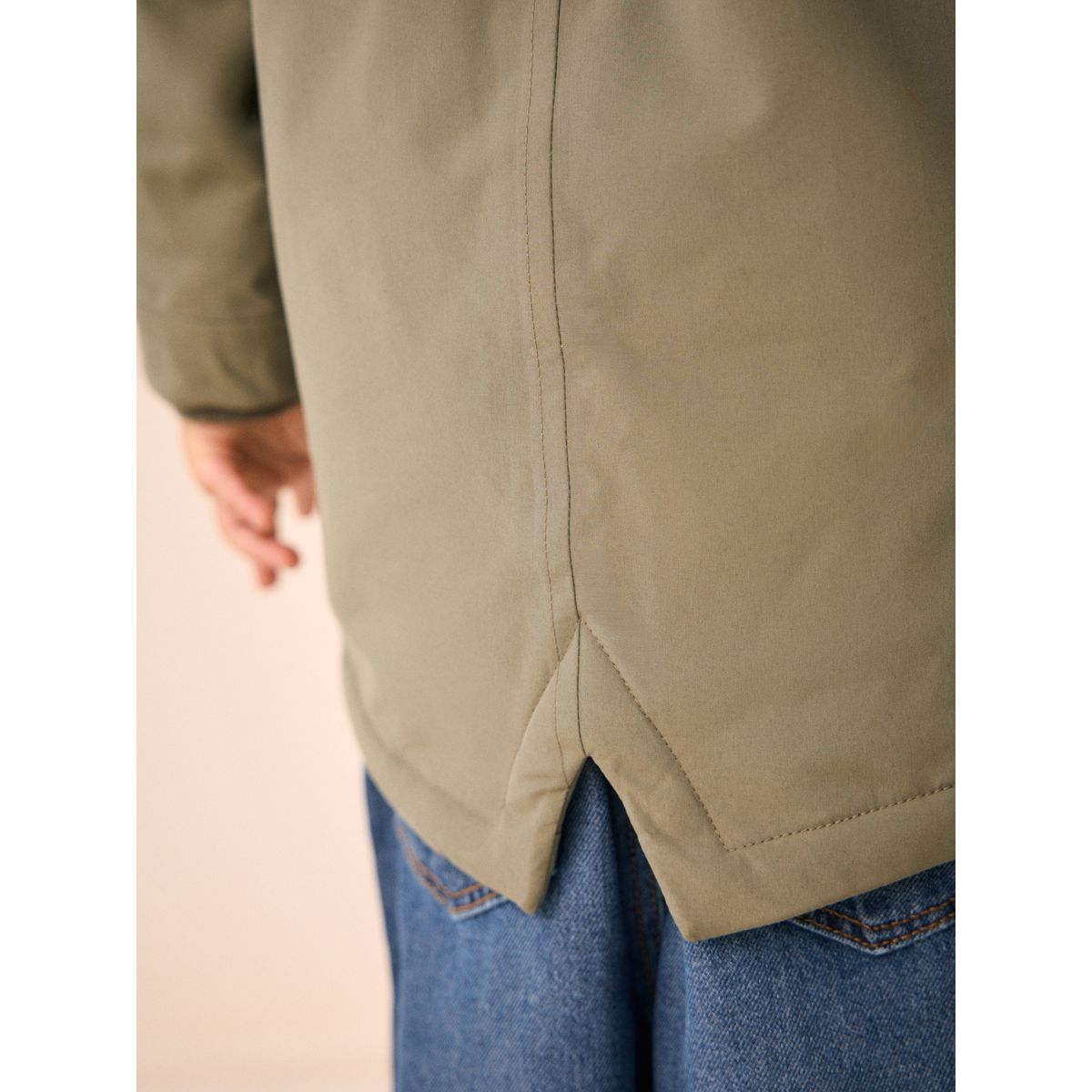 Parka imperméable à doublure en peau lainée vert, NEXT